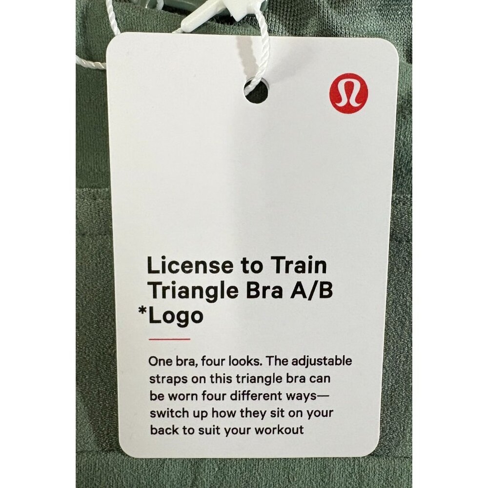 Lululemon License to Train Triangle Bra A/B logo sz 10 color green GREU NWT $48 - Picture 6 of 10